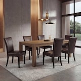 thumbnail of Lote de 6 silla de comedor Chesterfield, silla silla de cocina, remaches ~ imitación de cuero, marrón, patas oscuras