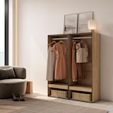 thumbnail of Roupeiro aberto, Guarda-roupa,Armário aberto, 120x35x145cm, Para quarto, dormitório, Barra e Prateleira, Estilo moderno, Carvalho - 436_3