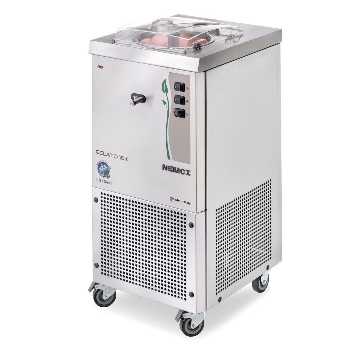 Mantecatore professionale con funzione conservazione. Funzionamento manuale e automatico. Produzione 10 kg/ora. Modello GELATO 10K