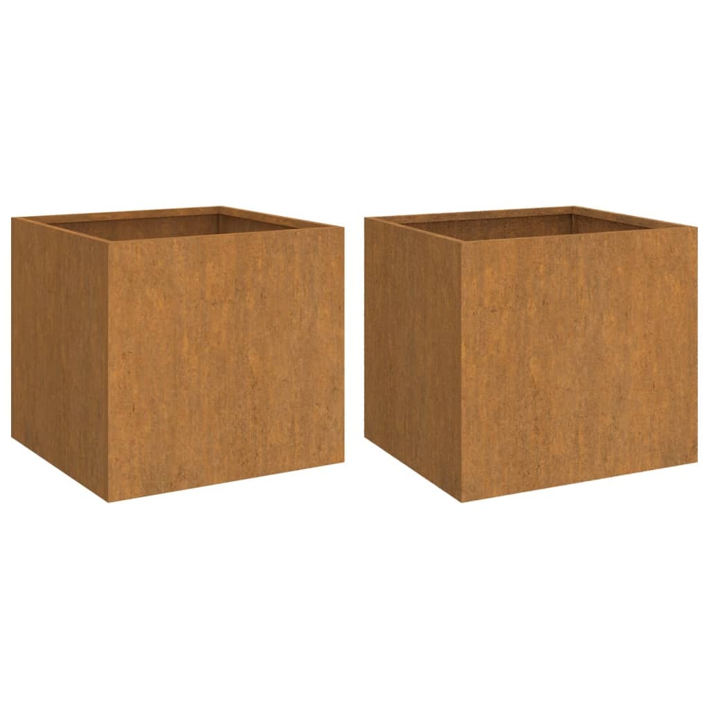 Helloshop26 - Hochbeet-Pflanzkasten für Pflanzen Blumen Garten Terrasse 2er-Set 49 x 47 x 46 cm brauner Cortenstahl 02_0038987