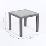 thumbnail of Mesa auxiliar de jardín, Tamaño: 50x50x45 cm, Aluminio reforzado color antracita, Tablero de cristal templado estilo cerámica