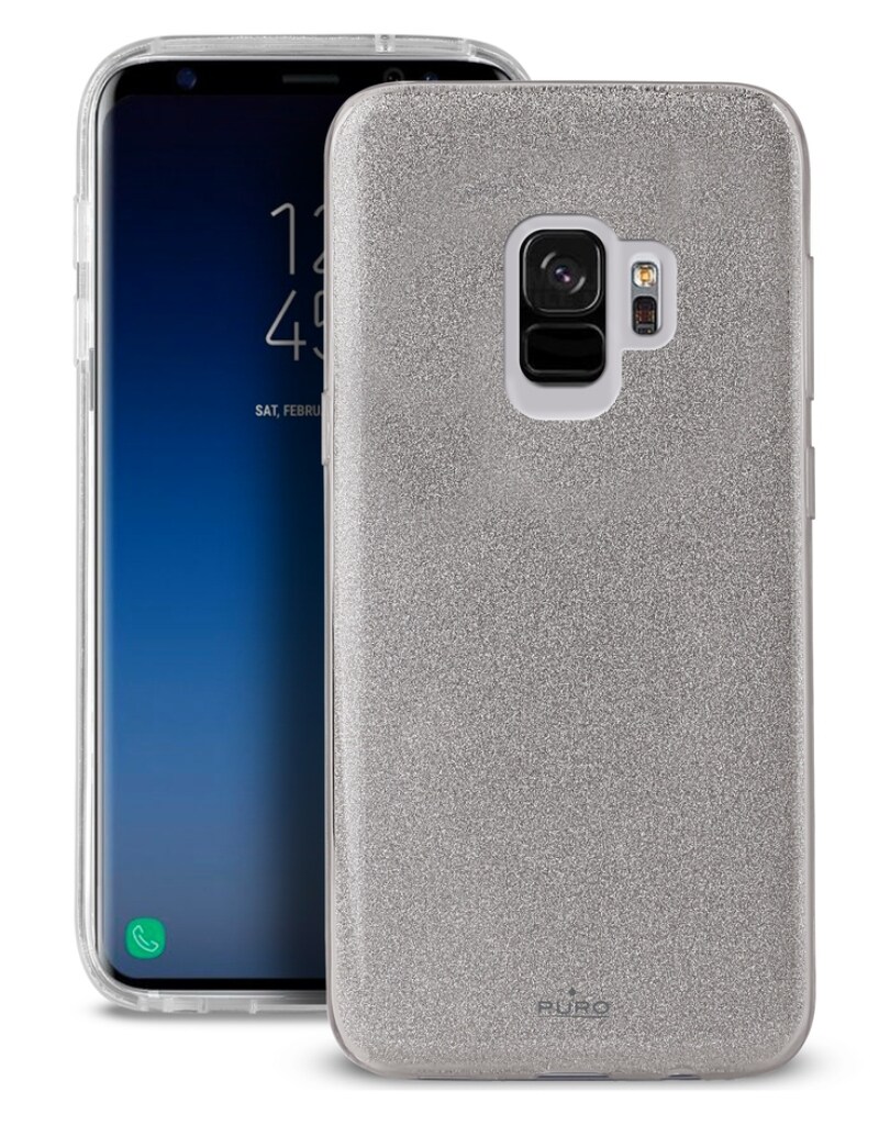 Puro Shine Glitzer Cover Silver für Samsung Galaxy S9