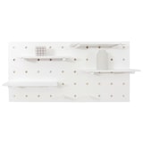 thumbnail of Wandpaneel HWC-P24, wanddecoratie wandplank pegboard, 4 niveaus ophanging 100x50cm FSC® ~ wit