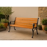 thumbnail of Banco de jardim HWC-O25, banco de jardim banco de parque banco de madeira de 3 lugares, madeira de pinho em ferro fundido, 164cm ~ teca