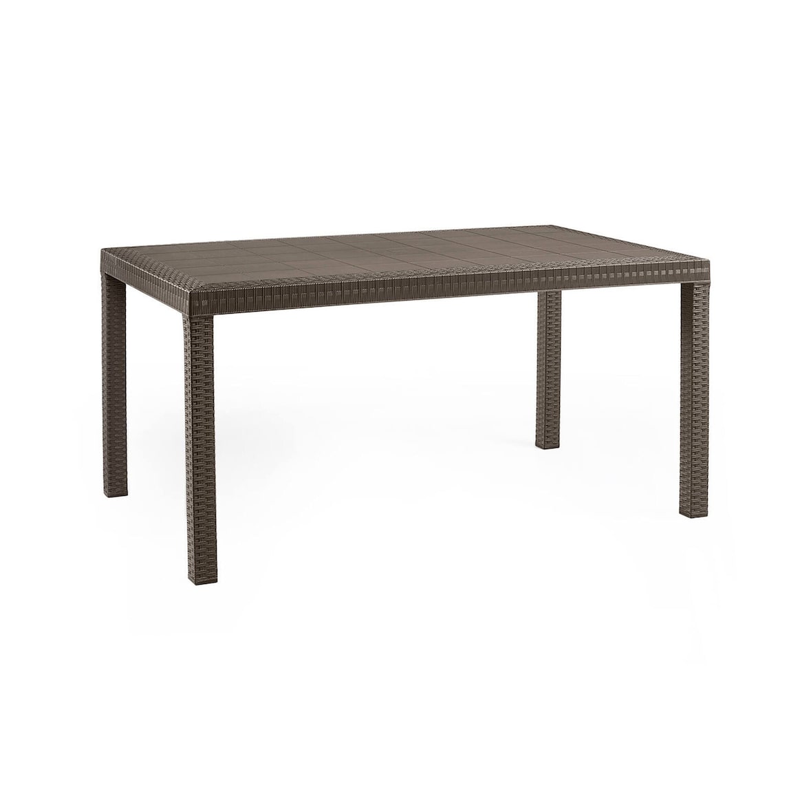Dmora Tavolo da esterno Giove, Tavolo rettangolare da giardino, Tavolo da giardino multiuso effetto rattan, 100% Made in Italy, 150x90h74 cm, Marrone