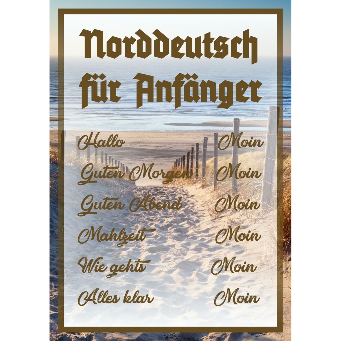 Norddeutsch für Anfänger Schild A5 Rückseite selbstklebend