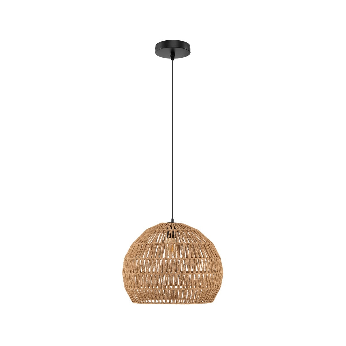 Helloshop26 - Böhmische Pendelleuchte mit 43 x 34 cm großem Lampenschirm höhenverstellbar warmes Licht natürlicher Stil braunes 20_0012306