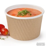 thumbnail of BIOZOYG 25 Stück Suppenbecher 375ml braune Einwegbecher Riffelbecher aus Kraftkarton, Bio-Becher mit Riffelwand, für Eintöpfe und heiße Speisen