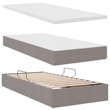 thumbnail of vidaXL Bett mit LED-Lichtleisten mit Kopfteil Taupe 200 x 200 cm Stoff