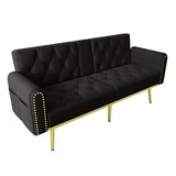 thumbnail of Schlafsofa 175x80 cm aus Samt mit verstellbarer Rückenlehne – elegantes Design für Wohnzimmer und Gästezimmer Schwarz