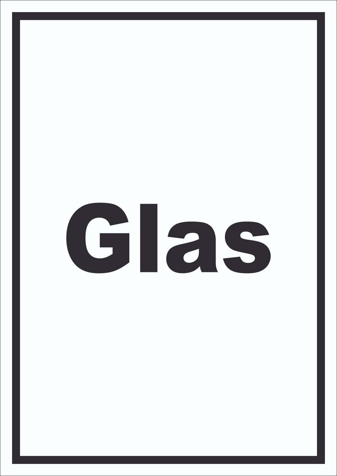 Glas Mülltrennung Schild mit Text hochkant A6 Rückseite selbstklebend