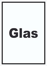 thumbnail of Glas Mülltrennung Schild mit Text hochkant A6 Rückseite selbstklebend