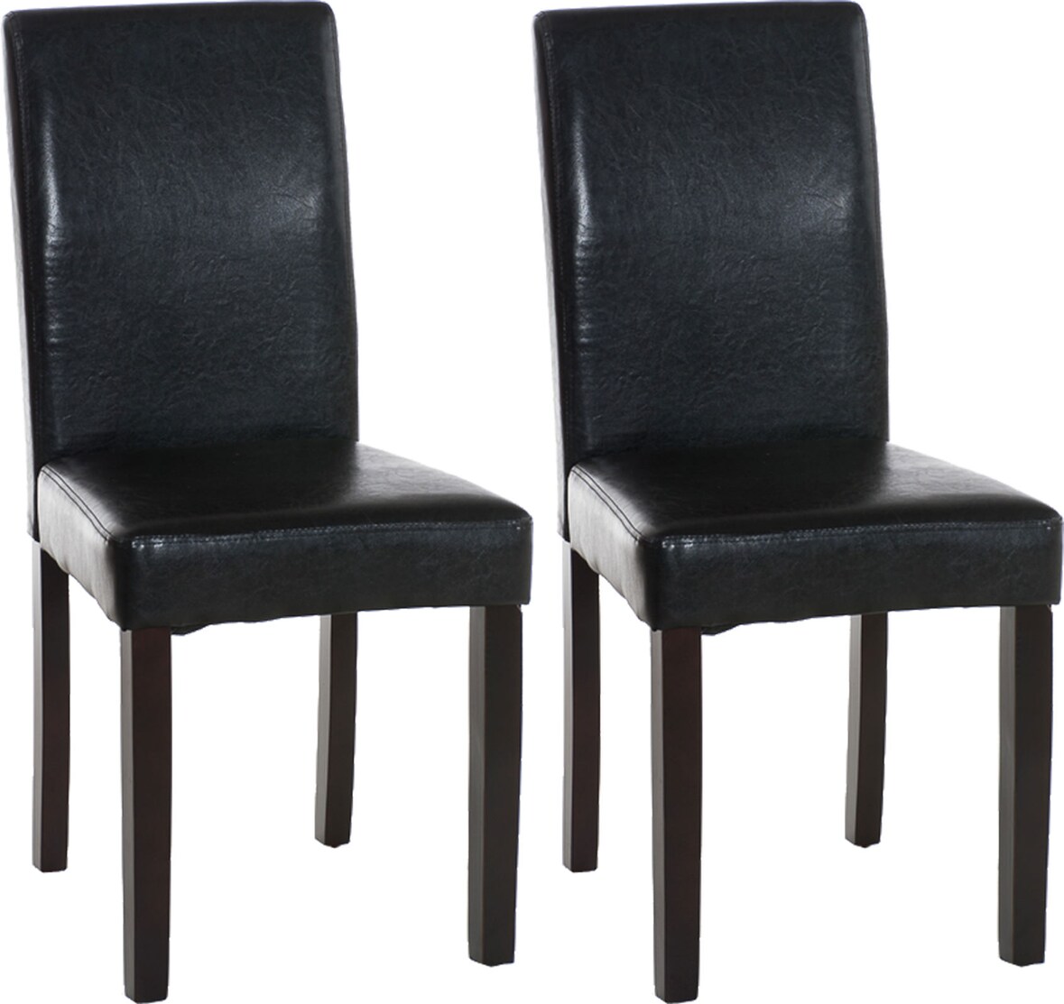 CHEFGASTRO 2er Set Esszimmerstuhl SANTIAGO dunkelbraun HxBxT 91x41x47cm Kunstleder Schwarz Küchenstuhl