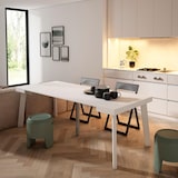 thumbnail of Ausziehbarer Konsolentisch, 222x90x73cm, Für 10 Personen, Holzbeine, Moderner Stil, Weiß _ 305_49