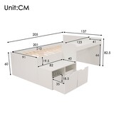 thumbnail of Einzelbett 90x200 cm aus massivem Holz mit integriertem Schreibtisch und Schubladen, weiß, multifunktionales Stauraumbett