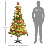 thumbnail of HOMCOM árbol de navidad artificial 180 cm con 150 luces árbol de navideño de 480 ramas con 100 decoraciones soporte de acero Ø86x180 cm