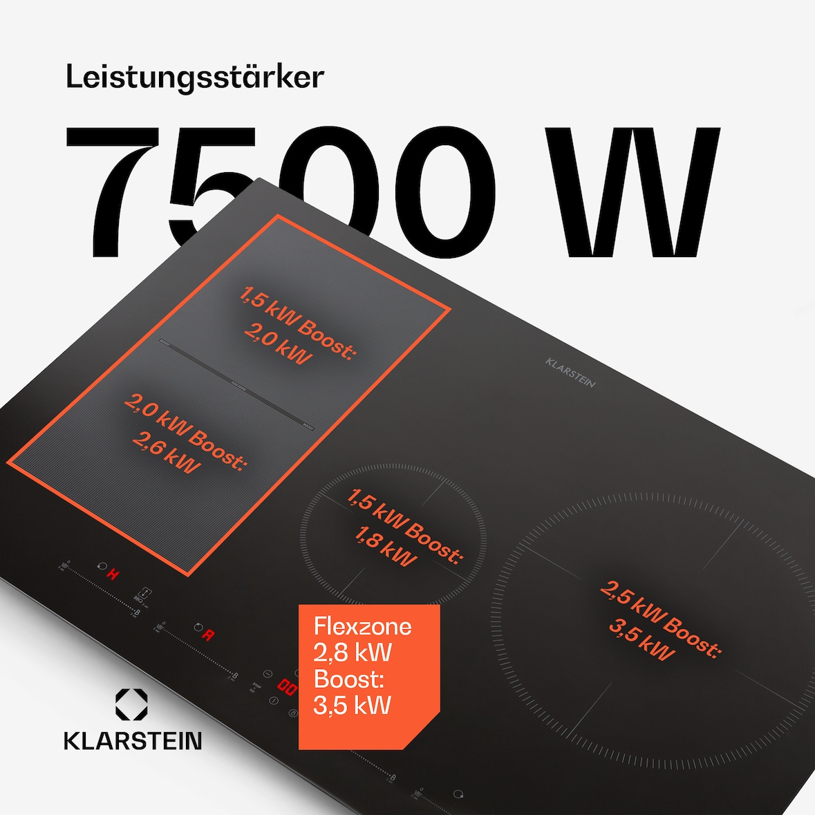 Delicatessa 77 Hybrid Einbaukochfeld Induktion 4 Zonen 7000W Schwarz