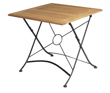 METRO PROFESSIONAL Inklapbare horeca tafel Baviera, acaciahout/staal, 80 x 80 cm, naturel/zwart