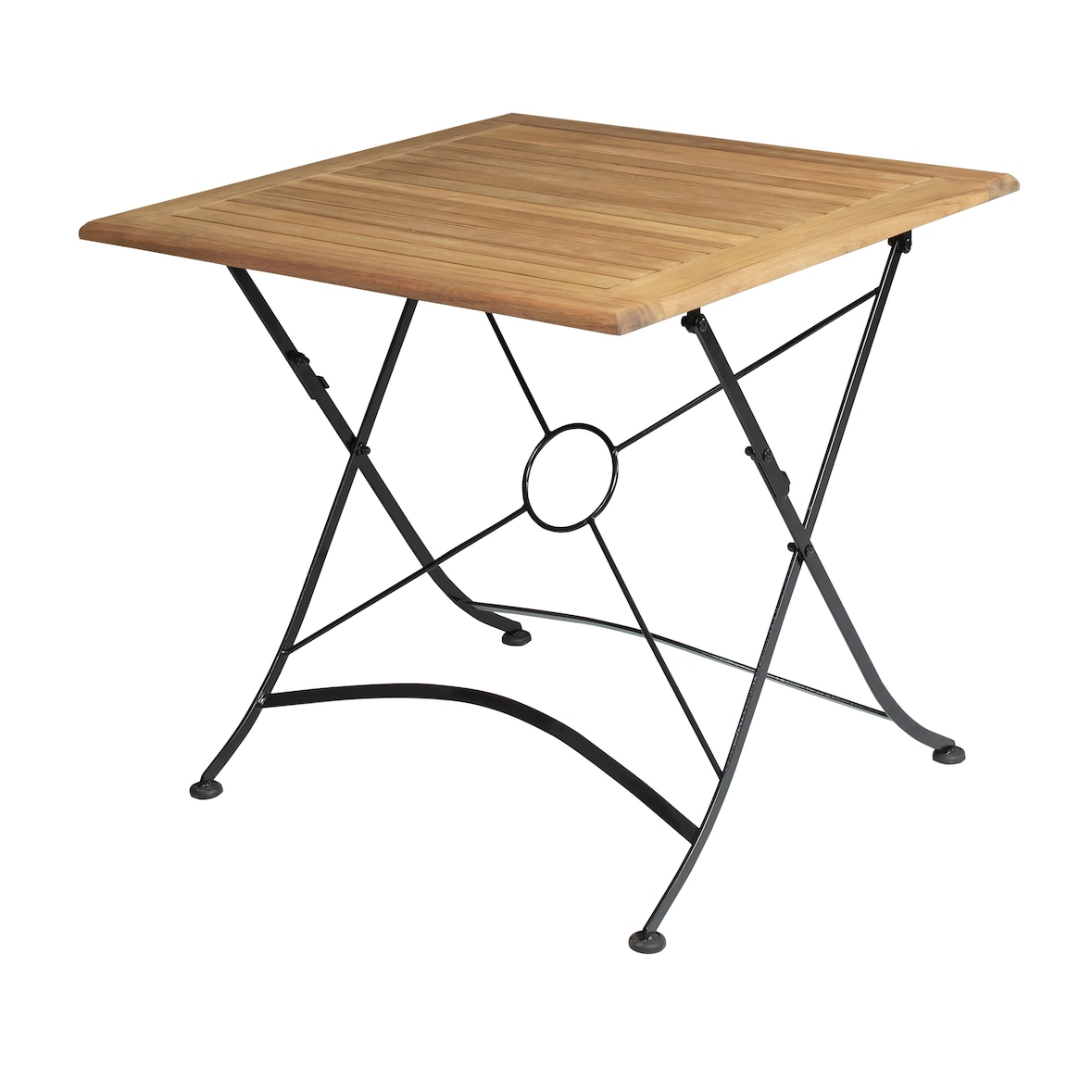 METRO PROFESSIONAL Inklapbare horeca tafel Baviera, acaciahout/staal, 80 x 80 cm, naturel/zwart