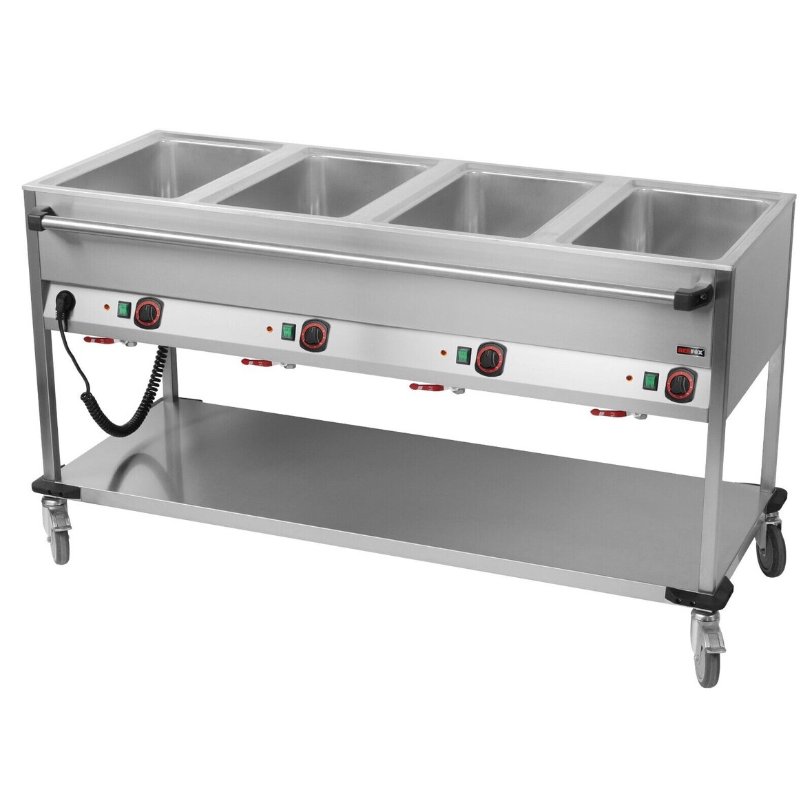 Bain-Marie Wagen mobiler Warmhalter Wasserbad Speisenwärmer 4xGN1/1 1650x700x900mm