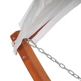 thumbnail of Amaca HWC-J47, altalena sospesa fino a 200 kg tettuccio parasole MVG struttura in legno 420 cm 2 persone ~ marrone, bianco panna