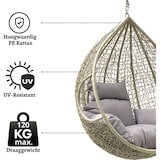 thumbnail of Rijoka Hangstoel Eggy Twisted Schommelstoel – Grijs Rattan - Grijs Kussen - Large - Voor personen 1.90m Max.