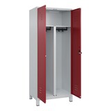 thumbnail of C+P Doppel-Spind Classic PLUS, Füßen, 2 Abteile, HxBxT 195x80x50cm, Sicherheitsdrehriegel, Hellgrau/Rubinrot von PROREGAL