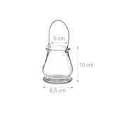 thumbnail of Relaxdays Windlicht aus Glas, 12er Set, runde Glasvase mit Henkel, Tischdeko für Drinnen u. Draußen, 10 cm hoch, klar