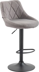 thumbnail of Barhocker FALON - Stoff Grau 46x49x83 cm Schwarz | Barstuhl Mit Lehne Drehbar Tresenhocker Tresenstuhl Kneipenhocker Kneipenstuhl