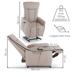 thumbnail of Fernsehsessel mit Aufstehhilfe, Relaxsessel mit Liegefunktion, mit 2 Motoren, 120 kg belastbar, Leder/Kunstleder, Naturgrau, Raburg Marie