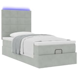 thumbnail of vidaXL Ottoman-Bett mit Matratzen & LEDs Hellgrau 90x190 cm Samt