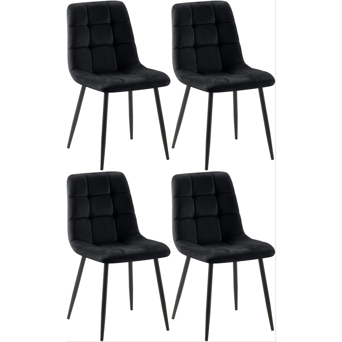 Set van 4 eetkamerstoelen Antibes Velvet zwart