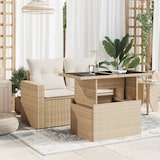 thumbnail of vidaXL Tuintafel met glazen blad 100x55x73 cm poly rattan beige