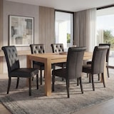 thumbnail of 6er-Set Esszimmerstuhl Chesterfield II, Stuhl Küchenstuhl, Nieten ~ Kunstleder, schwarz, dunkle Beine