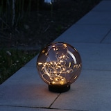 thumbnail of LED Solar Kugel Tisch Gartenleuchte mit Drahtlichterkette bernstein amber 20cm
