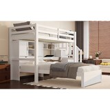 thumbnail of Hochbett 90x200 cm mit integriertem Schreibtisch und Treppe – Multifunktional, stabil und platzsparend in Weiß