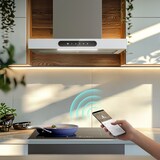 thumbnail of CIARRA Campana extractora Dynamic A+++ 650 m³/h 60 cm WIFI APP Funcionamiento SensorTouch Campana de pared acero inoxidable cristal blanco VM6102W