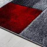 thumbnail of Carpetsale24 Teppich Läufer 80x150 cm – Kurzflor Konturenschnitt in Rot Grau Weiß – Kariertes Design, für Flur, Küche, Schlafzimmer