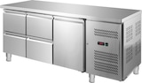 thumbnail of GastroHero Kühltisch Edelstahl GN 1/1 1 Tür 4 Schubladen Umluftkühlung 0 °C bis +8 °C 230 V Profi Gastronomie Kühltisch 1800x700x850 mm