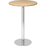 thumbnail of bümö Stehtisch Büro, Bistrotisch rund 80 x 80 cm - Bartisch Eiche, Stehtisch Holz-Platte, Säule aus Metall verchromt, Buffettisch, Säulentisch,