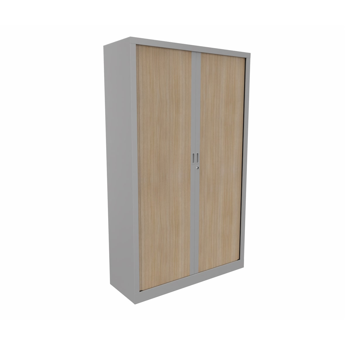 Vinco - Armoire Généric métallique - monobloc - haute à rideaux -  h198 x l 120 aluminium/chene clair