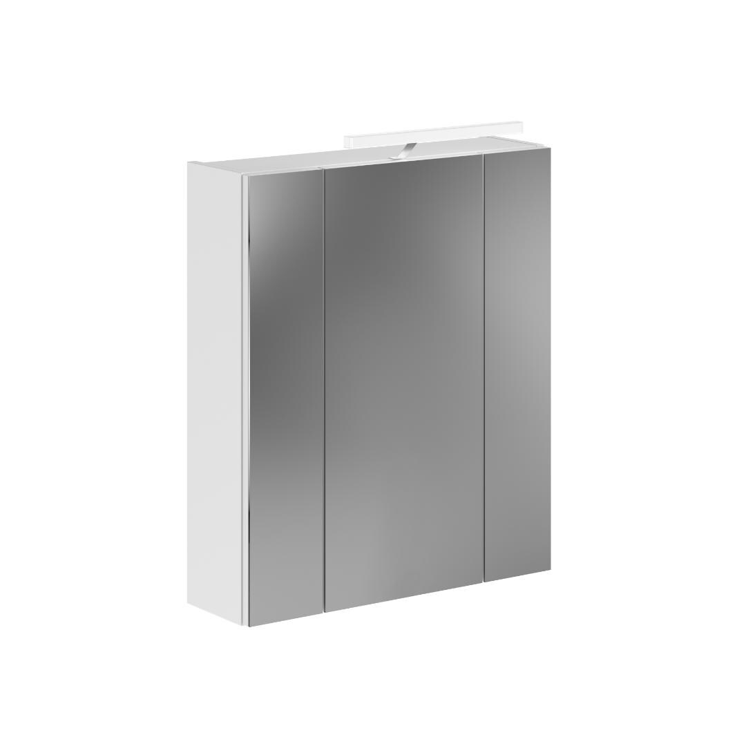 Ebuy24 Ice Spiegelschrank Bad Inkl. Beleuchtung 3 Spiegeltüren Weiß hochglanz, weiß.