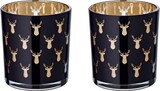 thumbnail of 2er-Set Teelichtglas Rosy (Höhe 8 cm), schwarz, Hirsch-Motiv