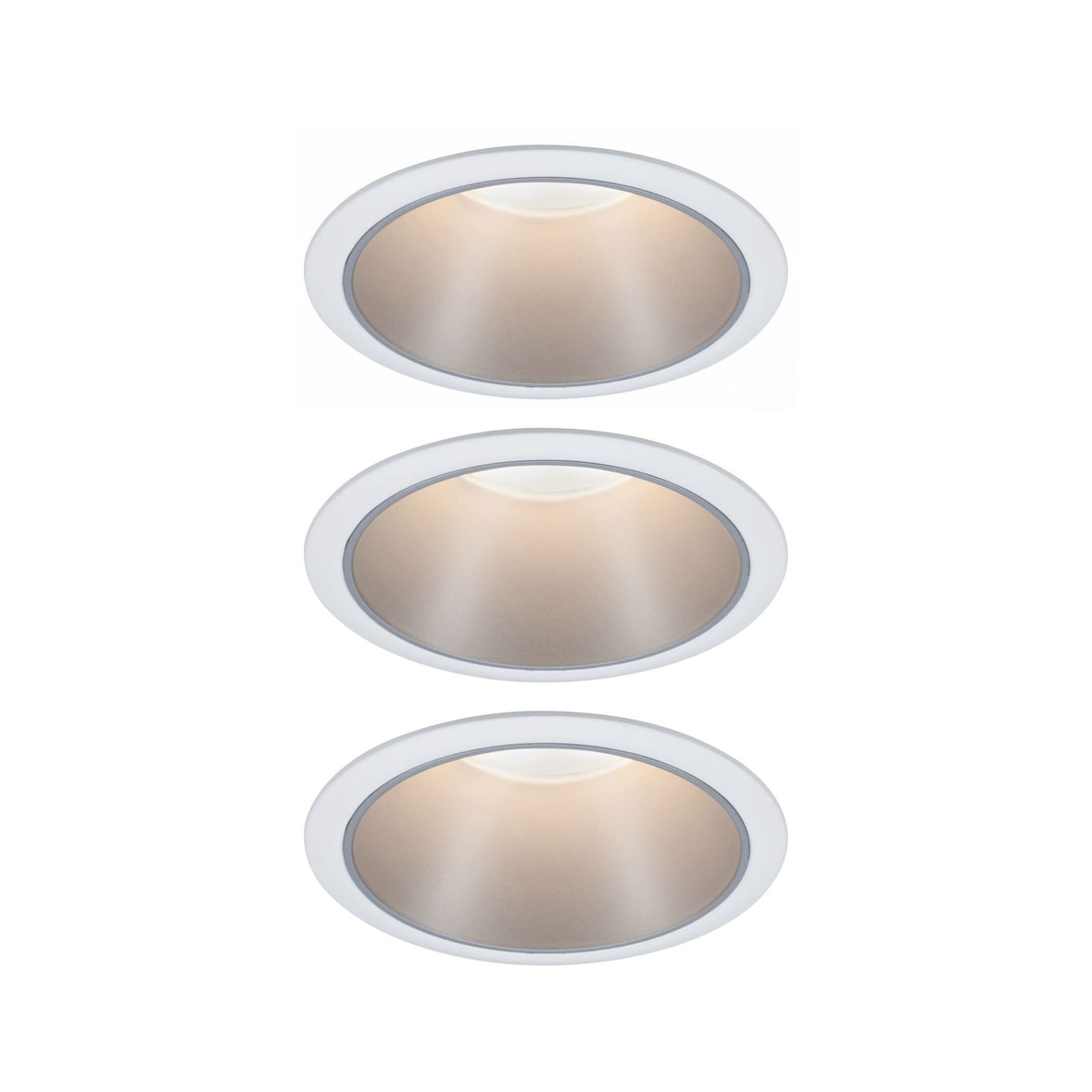 Paulmann LED Einbauleuchte 3-Step-Dim Cole Coin Basisset  IP44 rund 88mm  Coin 3x6W 3x470lm 230V dimmbar 2700K Weiß matt#Silber 93410