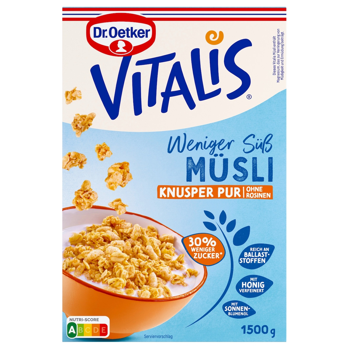 Dr. Oetker Müsli Vitalis Knusper Weniger Süß (1,5 kg)
