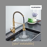 thumbnail of Bernd | Gastronomie Gold gebürstet Flexible Armatur | Edelstahl Wasserhahn Küche | Mischbatterie 360 Grad drehbar | Hochdruck 2 Anschlüsse
