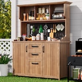 thumbnail of Merax Gartenschrank, Outdoor Küchenschrank, Tannenholz, Werkzeugschrank mit 3 Schubladen, 3 Fächern & Metall-Lochwand, Naturholzfarbe