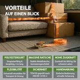 thumbnail of 10x Spanngurt mit Ratsche 1-tlg 4m 800kg 25mm TÜV/GS orange wetterfest und robust