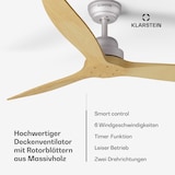 thumbnail of Santa Elena Smart Deckenventilator 52` 10260m³/h Echtholzflügel 6 Stufen Fernbedienung App-Steuerung Ahorn 132