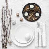 thumbnail of Relaxdays Teelichthalter Set mit Tablett & Steinen,  Ø 19,5 cm, Tischdeko Wohn- & Esszimmer, Kerzenhalter, schwarz/braun